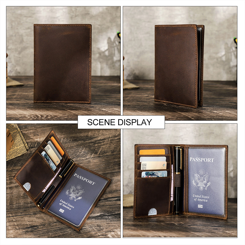 ***PRE-ORDER*** Crazy Horse Leather Travel Wallet Passport Holder w/ RFID Protection
