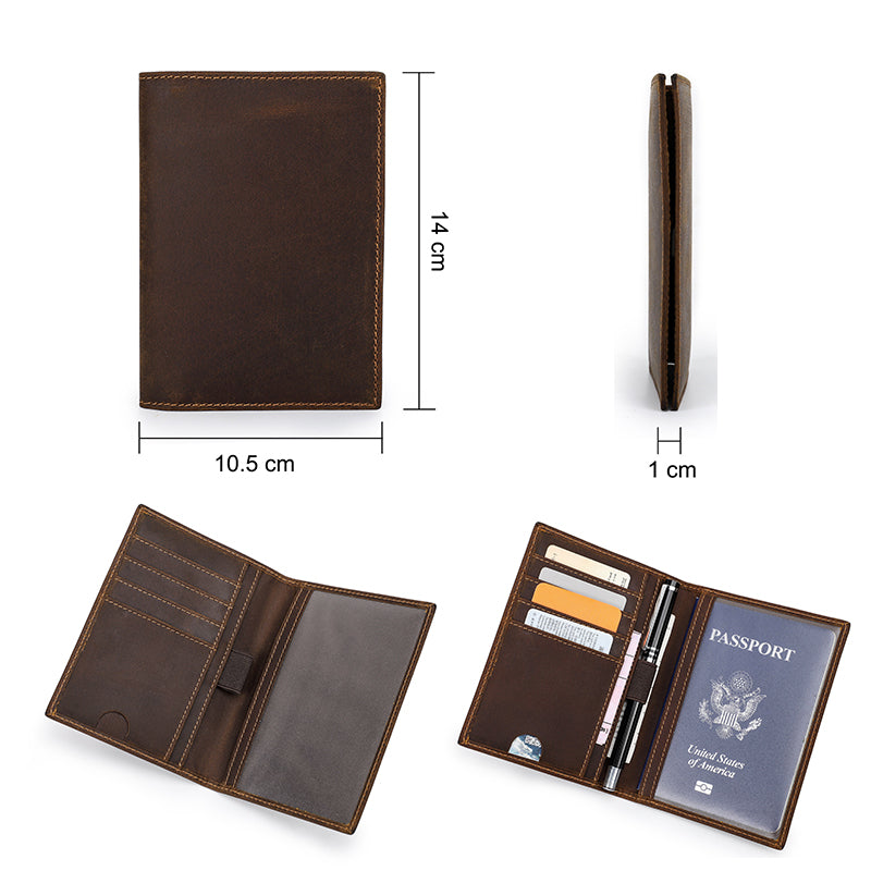 ***PRE-ORDER*** Crazy Horse Leather Travel Wallet Passport Holder w/ RFID Protection