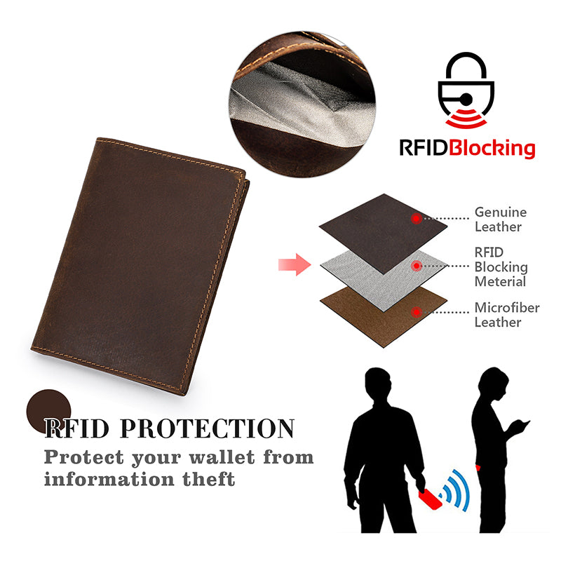 ***PRE-ORDER*** Crazy Horse Leather Travel Wallet Passport Holder w/ RFID Protection