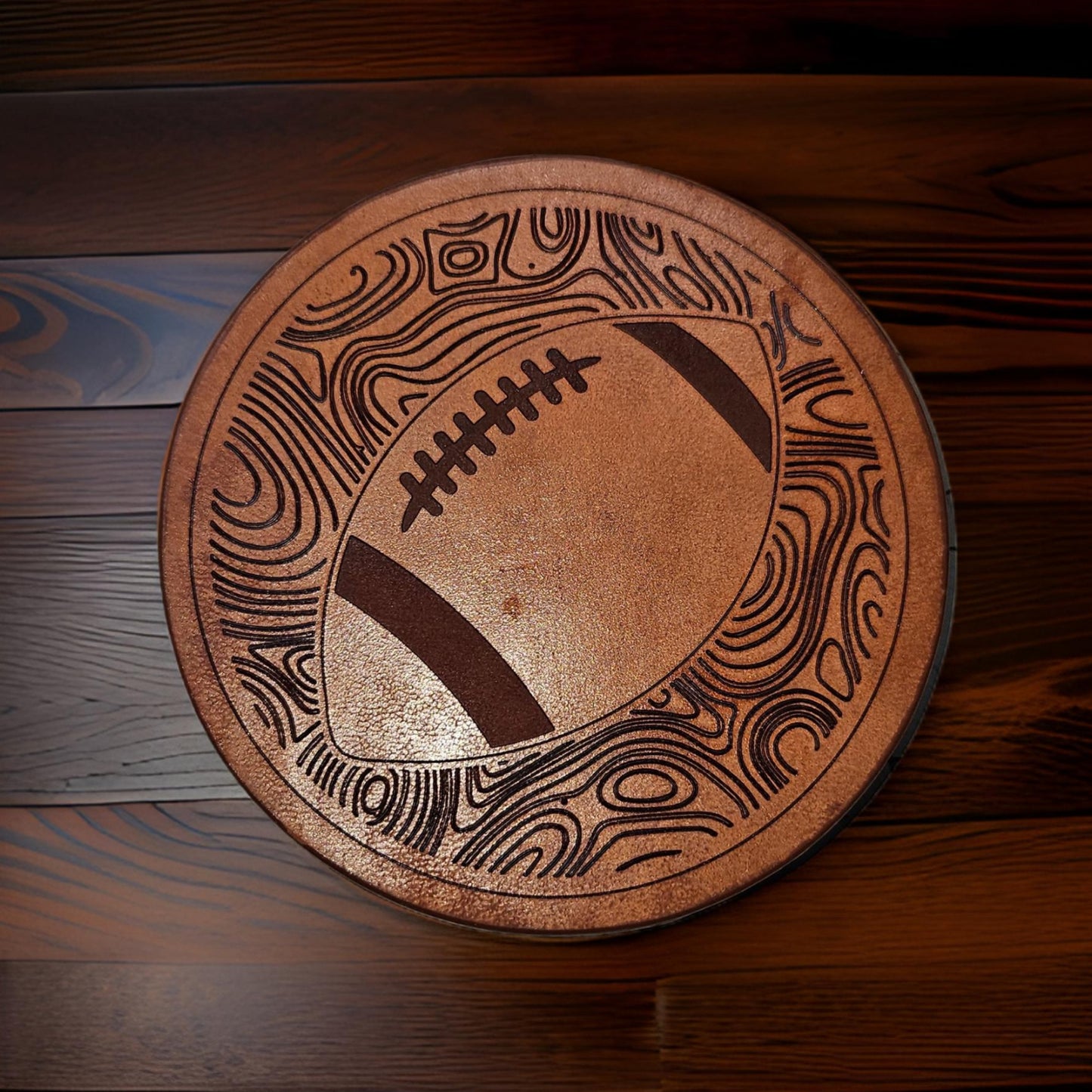 Round Leather Coasters-Football Themed