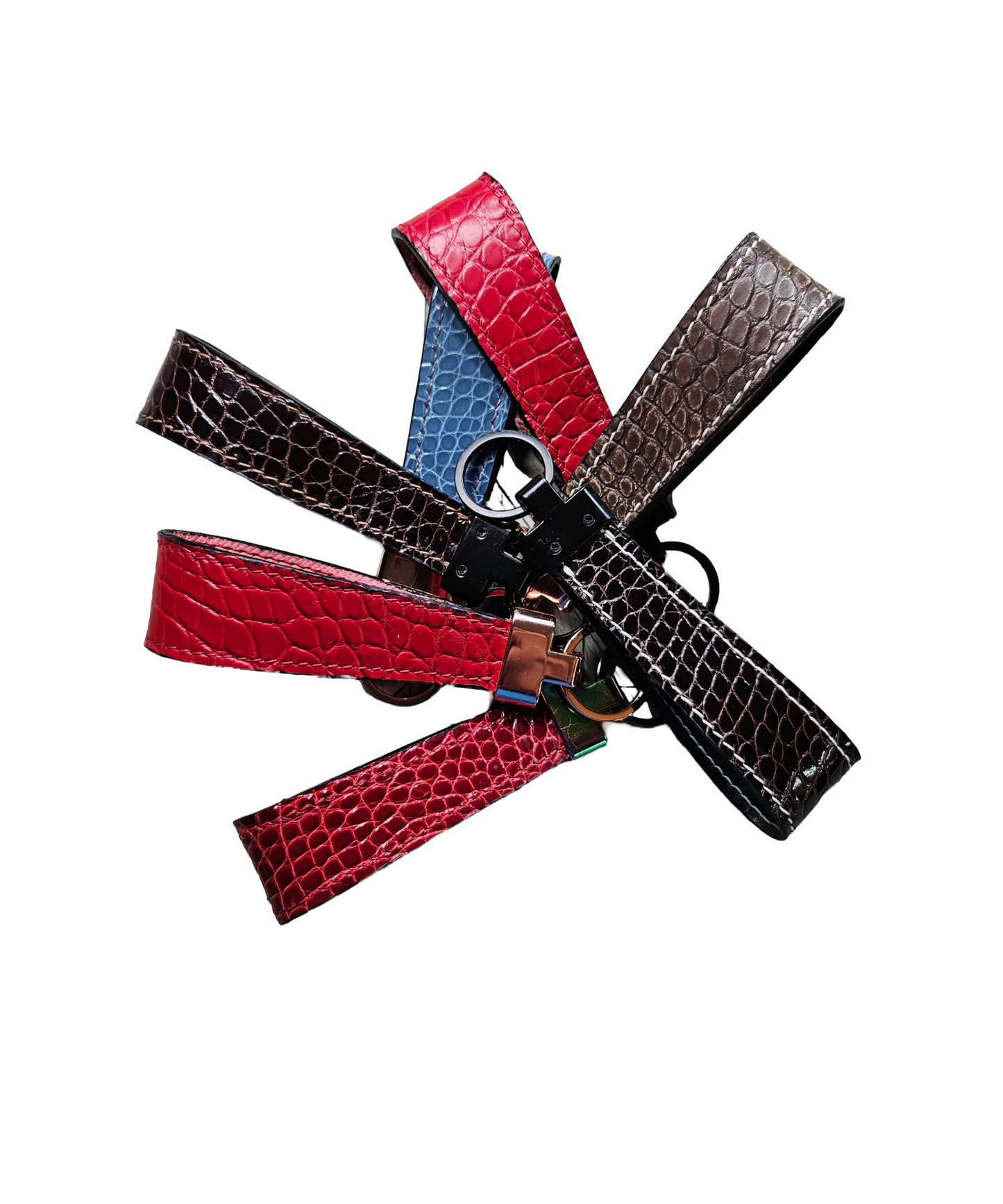 Porosus Crocodile/Leather Loop Keychains - Jones & Co