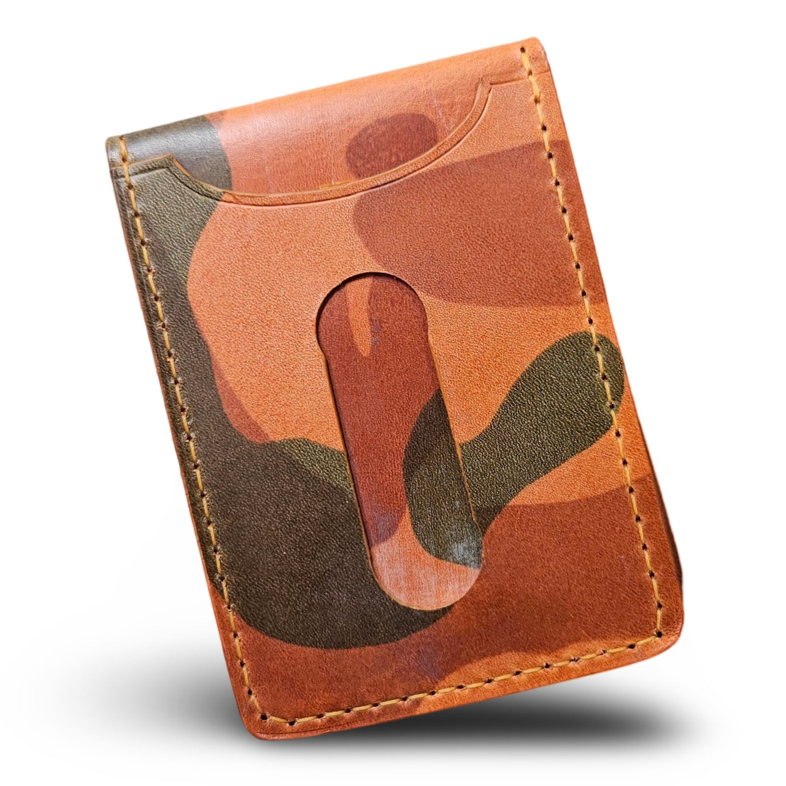 Handsome Full Grain Vertical Bifold Wallet - Italian Waxy Camo Leather - Jones & Co