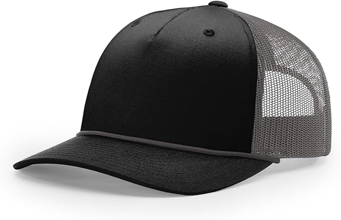 Richardson 112FPR Five Panel Pinch Adjustable Snapback Trucker Hat wBill Rope