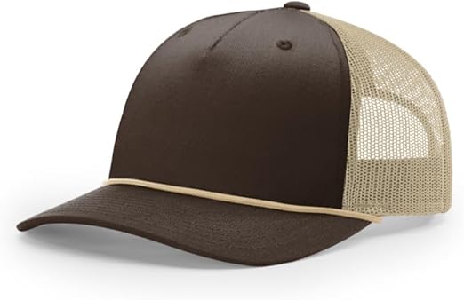 Richardson 112FPR Five Panel Pinch Adjustable Snapback Trucker Hat wBill Rope