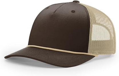 Richardson 112FPR Five Panel Pinch Adjustable Snapback Trucker Hat wBill Rope