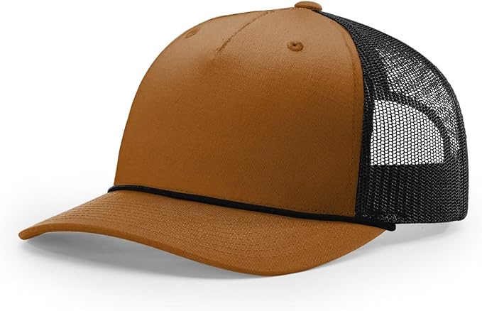 Richardson 112FPR Five Panel Pinch Adjustable Snapback Trucker Hat wBill Rope