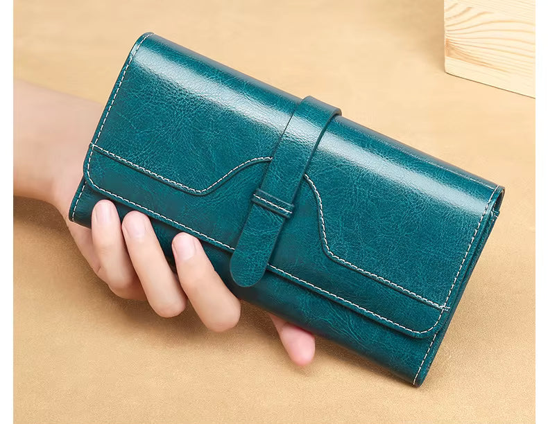 Genuine Leather Long Wallet for Women