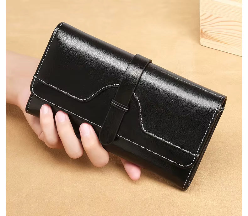 Genuine Leather Long Wallet for Women