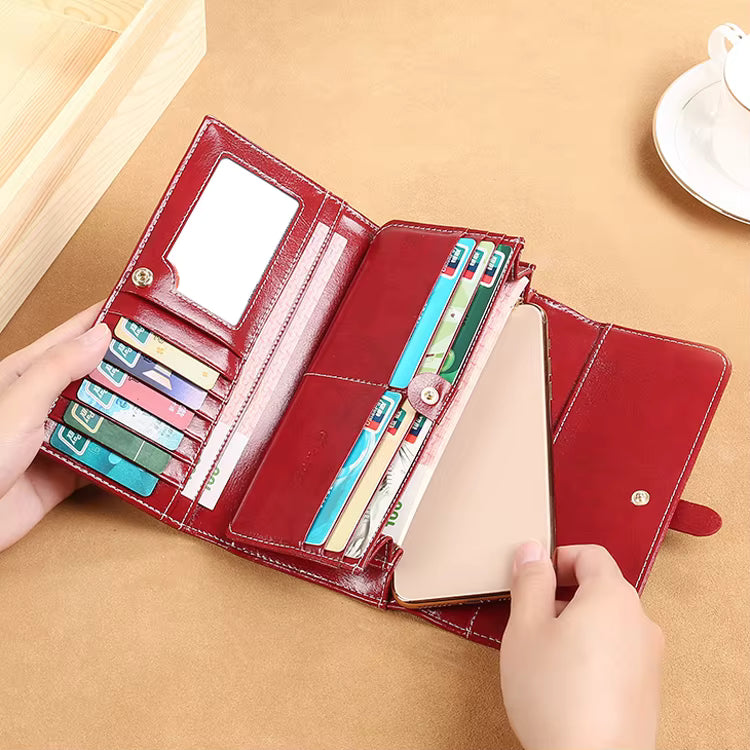 Genuine Leather Long Wallet for Women