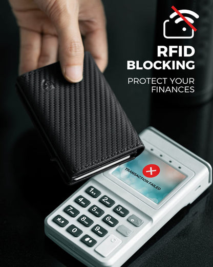 Men's RFID Blocking Black Wallet Trifold w/ ID Window