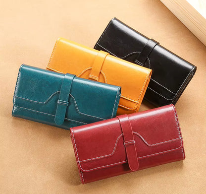 Genuine Leather Long Wallet for Women