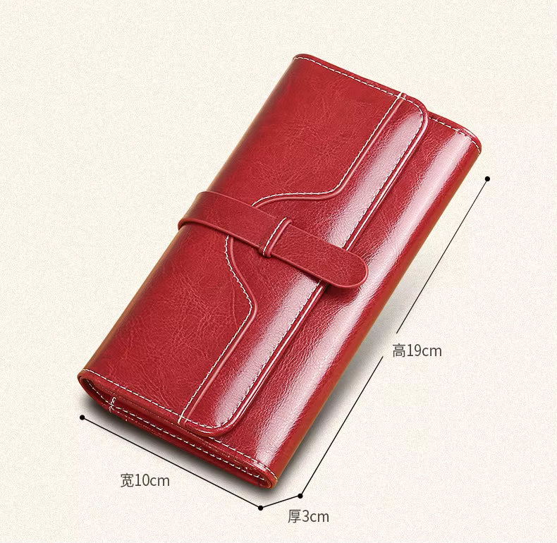 Genuine Leather Long Wallet for Women