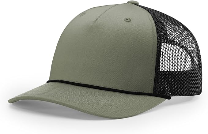 Richardson 112FPR Five Panel Pinch Adjustable Snapback Trucker Hat wBill Rope