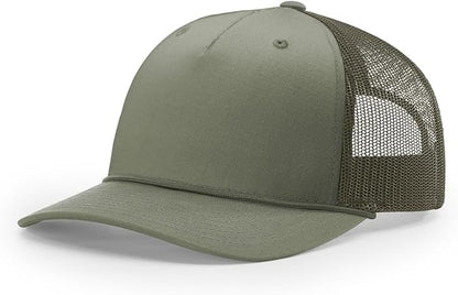 Richardson 112FPR Five Panel Pinch Adjustable Snapback Trucker Hat wBill Rope