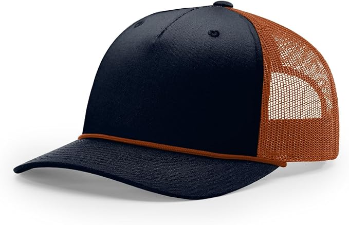 Richardson 112FPR Five Panel Pinch Adjustable Snapback Trucker Hat wBill Rope