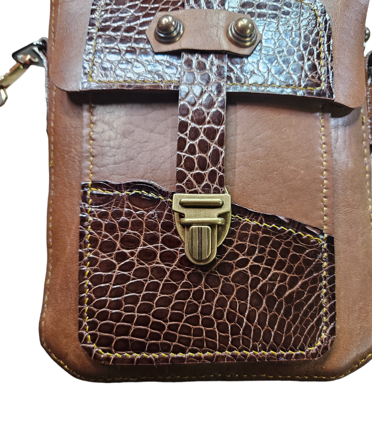 Horween Leather & Crocodile Crossbody Bag - Jones & Co