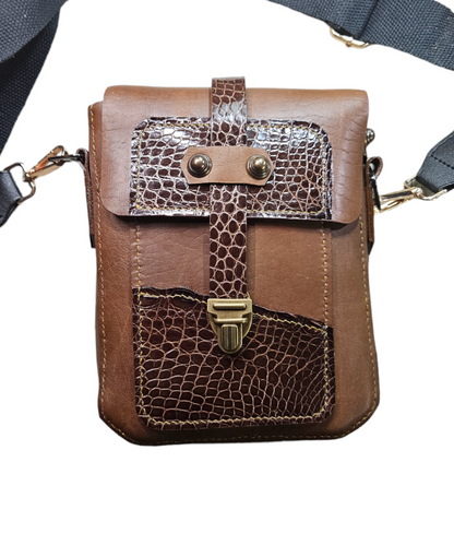 Horween Leather & Crocodile Crossbody Bag - Jones & Co