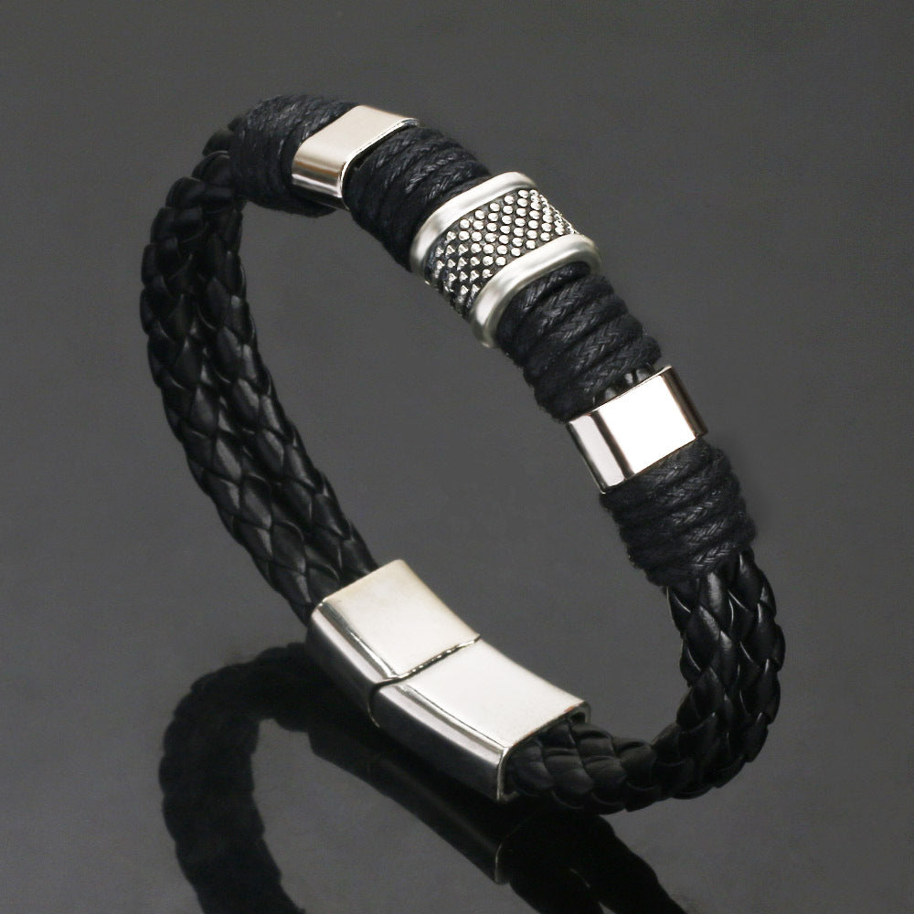 Men's Double Stranded Leather Bracelet