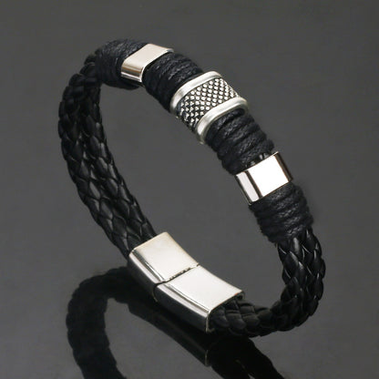 Men's Double Stranded Leather Bracelet