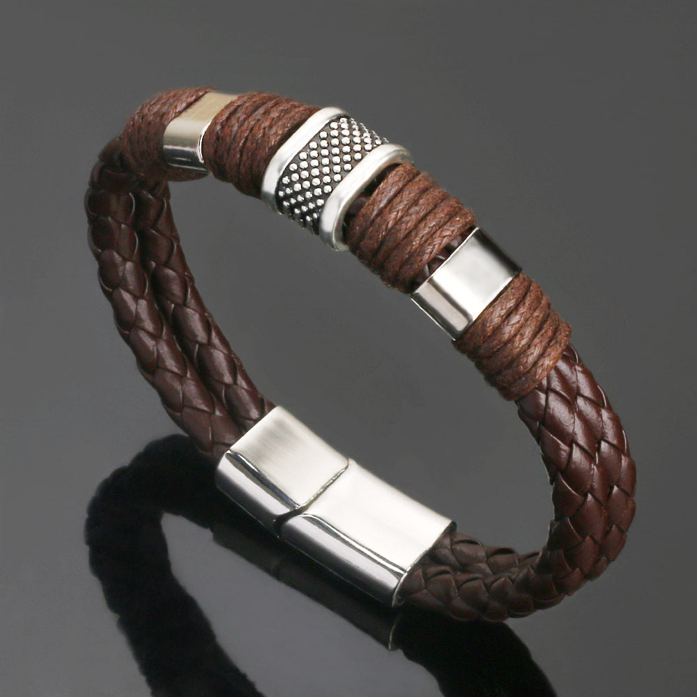 Men's Double Stranded Leather Bracelet