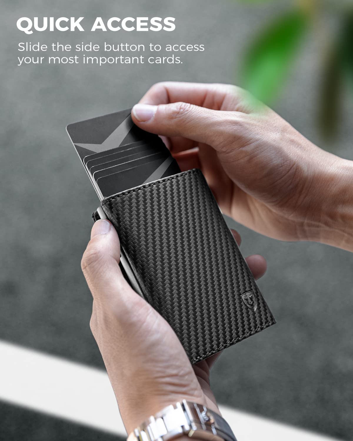 Men's RFID Blocking Black Wallet Trifold w/ ID Window