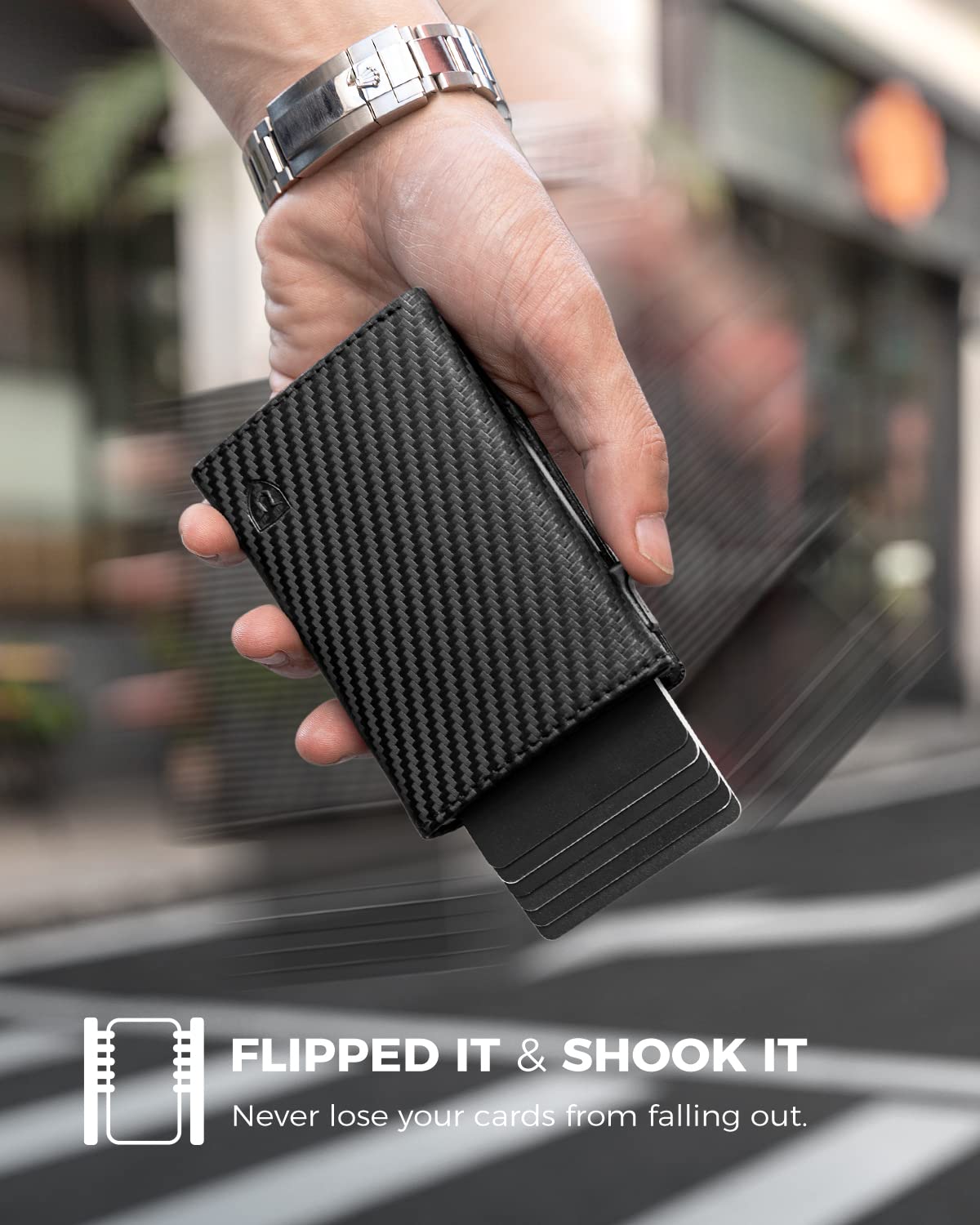 Men's RFID Blocking Black Wallet Trifold w/ ID Window