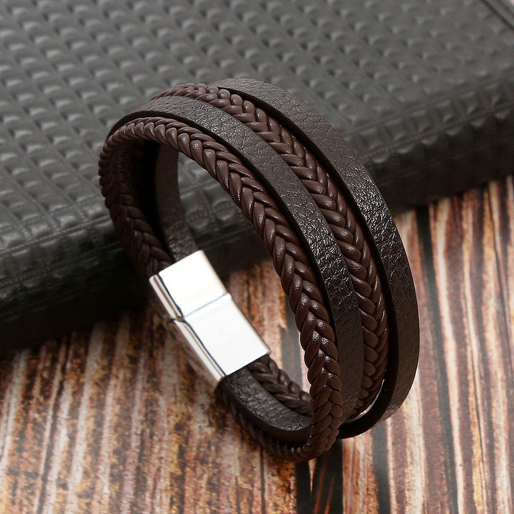 Leather Men's 4 strand Bracelet