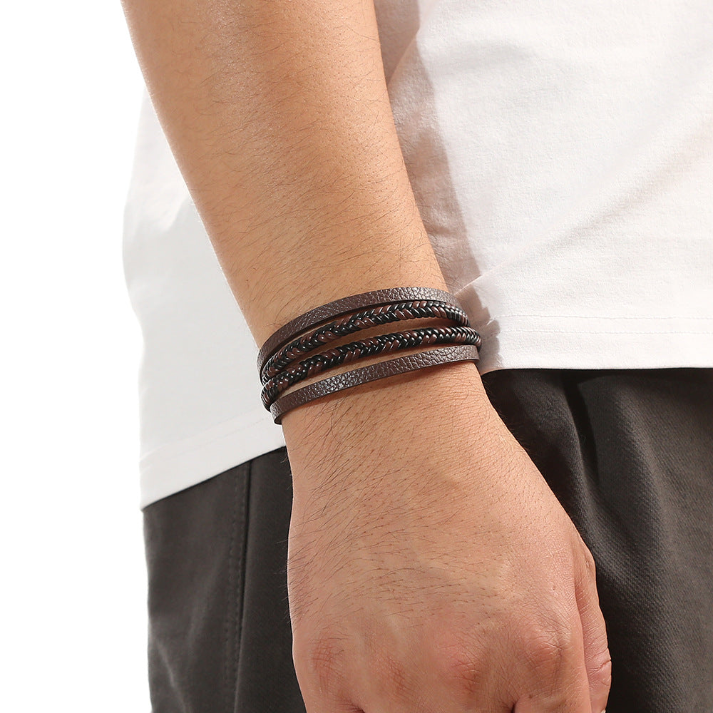 Leather Men's 4 strand Bracelet