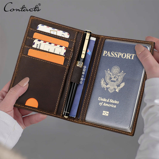 ***PRE-ORDER*** Crazy Horse Leather Travel Wallet Passport Holder w/ RFID Protection