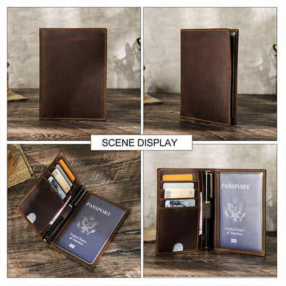 ***PRE-ORDER*** Crazy Horse Leather Travel Wallet Passport Holder w/ RFID Protection