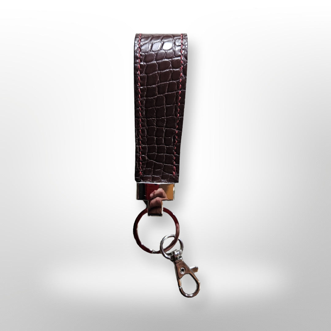 Porosus Crocodile/Genuine Leather Loop Keychains