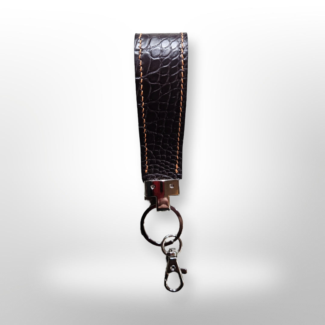 Porosus Crocodile/Genuine Leather Loop Keychains