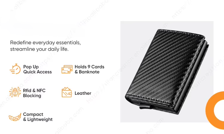 ***PRE-ORDER***Leather Wallet with Pop Up Card Holder